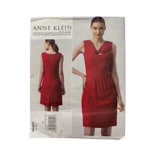 VOGUE Anne Klein Twist Front Pleated Dress Pattern V1327 Size E5 Uncut Career